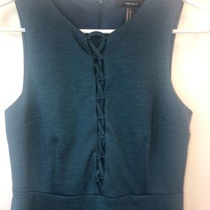 Teal fit and flare dress